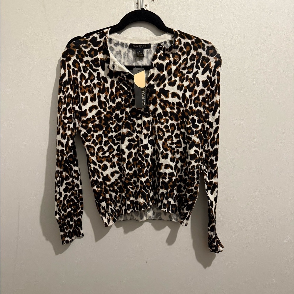 PAIGE Leopard Print Long Sleeve Blouse
